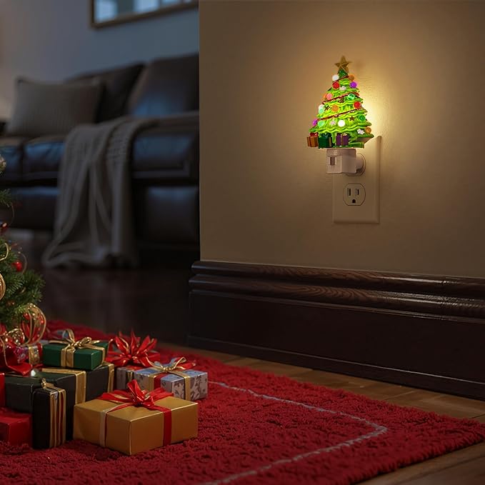 Briignite Christmas Tree Night Light, 3000K Night Lights Plug into Wall, Christmas Gifts Cute Night Light for Kids, Plug in Nightlight with 360° Rotatable for Christmas Decorations Party