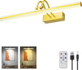 Picture Light,Picture Lights for Wall Cordless,20" Picture Lights with Timer and Dimmable,Battery Wall Lights for Display Gallery Painting Art Frame Portrait-Plated Gold 2Color
