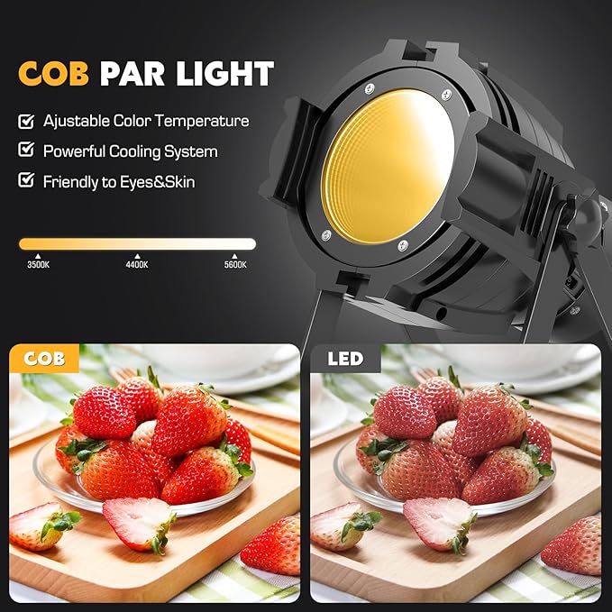 HOLDLAMP Spotlight COB 80W Stage Light Par Lights Party Warm & Cold White Professional DMX Spotlights Portable Metal Housing Strobe Light Bright for Church, Concert, Theater, Photostudio - 4Packs