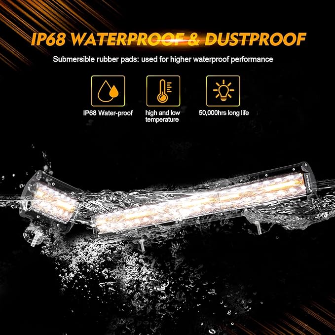 Auxbeam 20 Inch 420W LED Light Bar 2PCS 4 Inch 120W Light Pods, Amber White Strobe Off Road Fog Lights, 6 Modes Memory Reset Function Yellow Spot Flood Driving Work Ditch Lights for Truck Car ATV