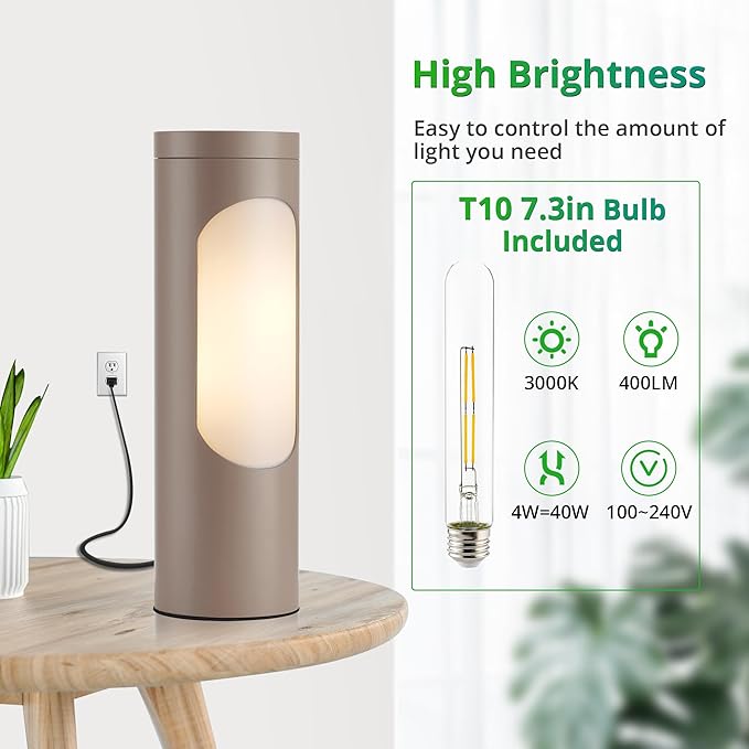 LEDIARY Shabbos Lamp, Brown Kosher Lamp for Shabbat, Table Lamps and Nightlight for Living Room, Bedroom, T10 Bulb Included (4W Eqv 40W, 400LM, 3000K)