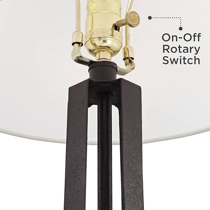 Possini Euro Design Modern Table Lamps 25 1/2" Tall Set of 2 with USB Charging Port Dark Bronze Metal Cream Faux Silk Drum Shade for Bedroom Living Room House Desk Bedside Nightstand Office Family