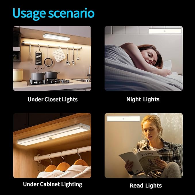 Under Cabinet Lighting, Under Counter Lights for Kitchen 5 Packs 48 LED 15 Color Temps Dimmable Battery Operated RGB Lights with Remote Wireless Closet Lights for Bedroom Wardrobe Stair