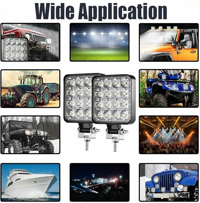 Led Light Bar, Turboo 30PCS 4inch 48W Led Work Light Square Spot Lights Off-Road Lights Driving Fog Lamp for Trucks,Off-Road Vehicle, ATV, SUV, UTV, 4WD, Jeep, Boat Snowplow and More