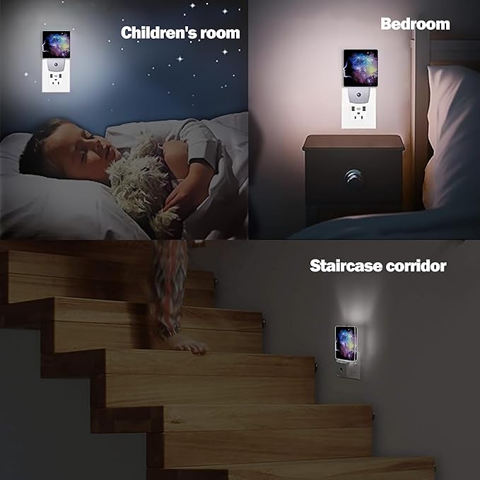 Abstract Girl Night Light, Starry Sky Night Lights Plug into Wall Decor for Bedroom, Bathroom, Hallway, Kitchen, Dusk to Dawn Sensor Nightlights for Girls Women Room Gifts