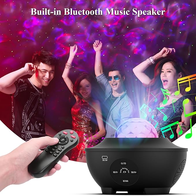 Star Projector Galaxy Light Projector, Ocean Wave Projector for Bedroom with White Noise, Bluetooth Speaker, Timer & Remote Control, Star Night Light Projector for Kids Teens