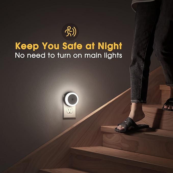 Briignite Night Lights Plug into Wall, [4Pack], Nightlights with Light Sensors, LED Night Light for Kids Room, Baby Night Light, Bathroom, Stair Lights, Hallway Light, Cool White