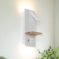 Swing LED Wall Sconce Plug in Cord for Bedroom, Modern 3-Light Wall Light Fixture with Shelf, Charging Port and Scoket for Living Room Reading Bedside, Modern Night Light Wall Decor, White