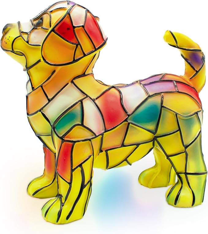 Labrador Night Light, LED Dog Series Art Light, Cute Pet Themed Stained Resin Table Lamps, Vintage Home Decor, Fun Gift for Dog Lovers (#06, 7.87")
