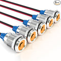 GASHER 5 PCS Energy Saving Indicator Light, LED Light 12V/24V/110V 20mA Panel Mount Light, Mounting Hole Size 12mm(1/2 inch) Yellow LED (24V)