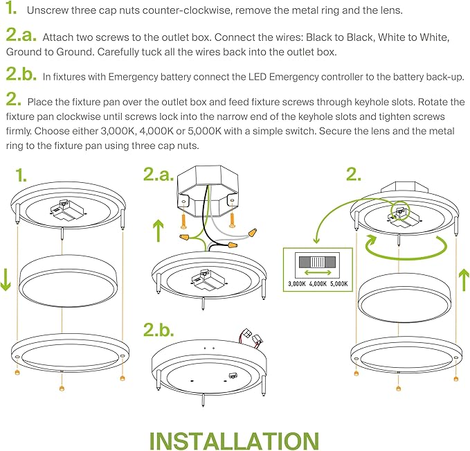 ASD LED 10" Round Flush Mount Lighting, Close to Ceiling Light Fixture | 3CCT, Dimmable, Energy Star, ETL Listed | 16W 1050LM 3000K-5000K 120V | Low Profile Double Ring Lamp | Black, 4 Pack