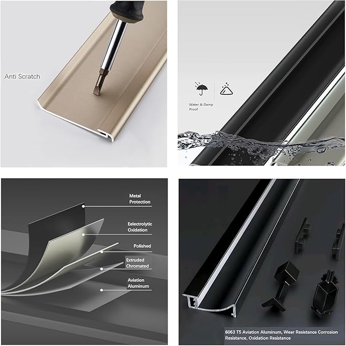20 Pack LED Aluminum Metal Baseboard Trim 50 x 2500mm 1.97” x 8.2’ Total 164 ft 50 Meters, Starry Sky Grey LED Light Wall Base Board Cover Molding Skirting Trim, Surface Base Mounted Side Light