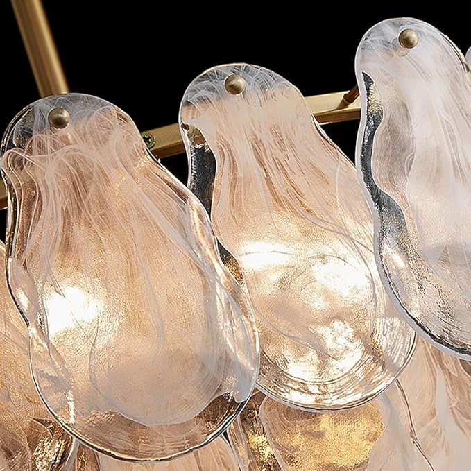 LOVEDIMA Chandelier Gold Multi-Tier Lantern Pendant Lighting, Cloud Glass Entryway Chandeliers for Foyer Hanging Ceiling Light Fixtures (8-Light)