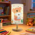 Kids Table Lamp for Girls Bedroom Nightstand Lamps, Christmas Gift for Girl-3Color Modes LED Cartoon Bedside Night Light with Koala Bear Lampshade and Wood Base, Desk Lamp for Kids room/Living Decor