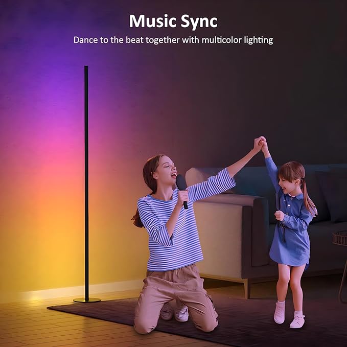Corner Floor Lamp, RGBWW IC Corner Lamp with APP and Remote Control, LED Floor Light with 16 Million DIY Colors, Color Changing Ambient Light for Living Room, Bedroom, Gaming Room