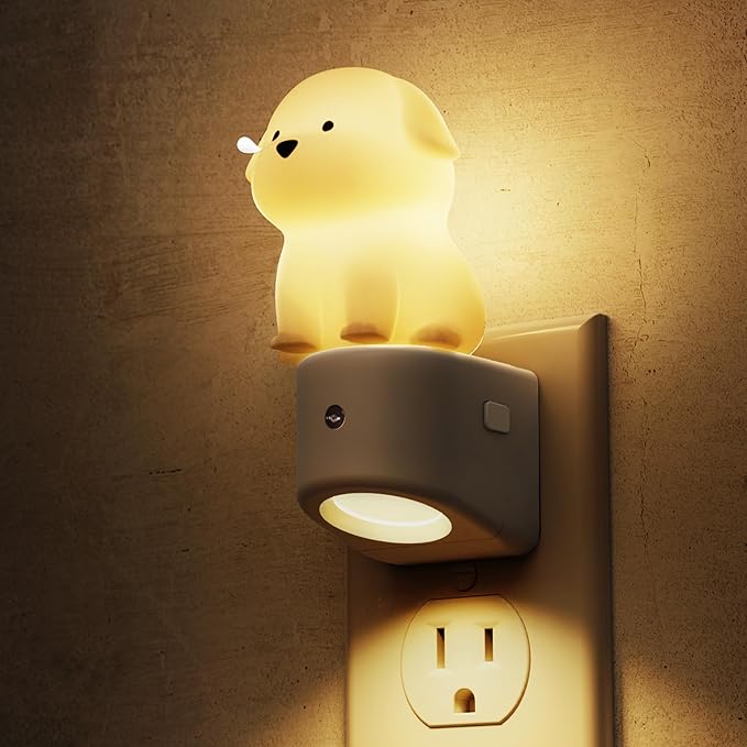 L LOHAS LED Plug in Night Light for Kids, 3D Cute Puppy Night Lights with Dusk to Dawn Sensor, RGB+Soft White 3000K Dog Night Light, Birthday Gift Nightlight for Kids, Room Decor