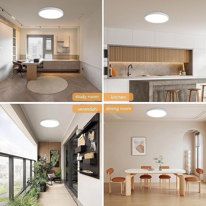 6PK Dimmable 15.8 Inch Led Ceiling Light Flush Mount, 34W, 3060LM, 3000K/3500K/4000K/5000K/6500K CCT, 0.98" Super Slim Close to Ceiling Round Flat Panel Light for Hallway,Kitchen ect, White