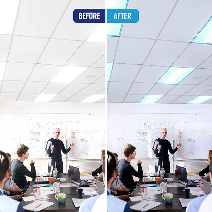 2x4 Feet - 5 Count - Fluorescent Light Covers for Classroom or Office | Magnetic Light Covers for Ceiling Lights Provide Relief from Glare, Headaches, & Sensory Overload(Blue)