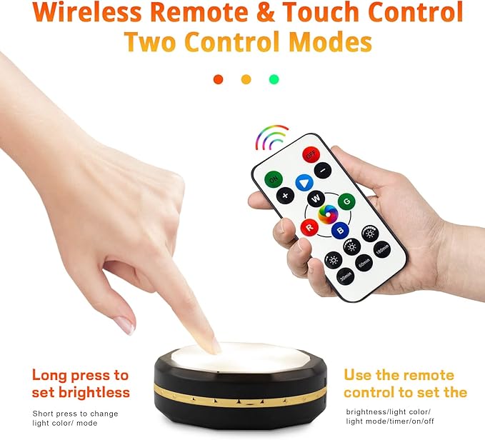 Under Cabinet Wireless LED Puck Lights: Changeable 16 Colors, USB Rechargeable, Timing & Dimmable