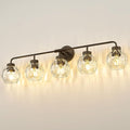 zeyu 38.5 Inch Farmhouse Bathroom Lighting Fixture, 5-Light Bathroom Vanity Light, Oil Rubbed Bronze Finish with Water Ripple Globe Glass, ZS62BG-5W ORB-WG