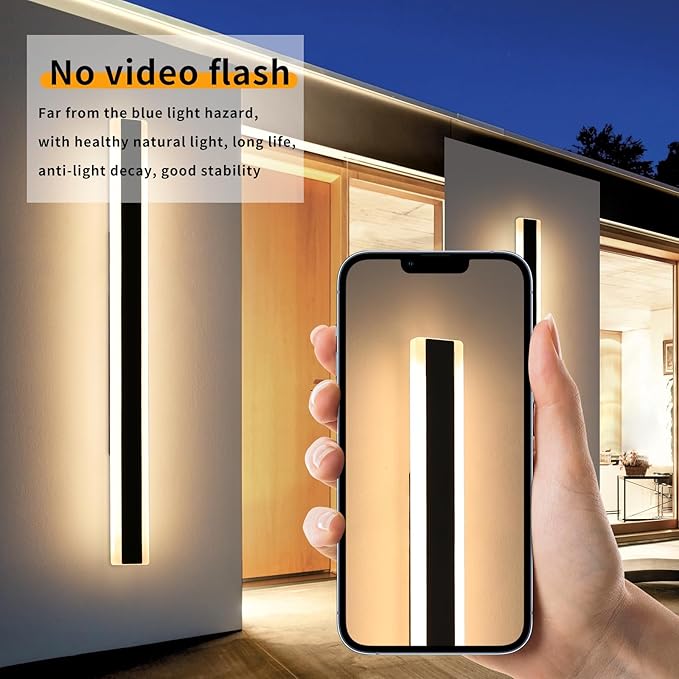 Mikeru 2Pack 57inch Outdoor Wall Light Fixtures, 10%-100% Dimmable Outdoor Wall Lights Exterior Front Porch Light 3000-6000k Wall Mounted Led Lighting for Basement, Shop,Garage Lighting