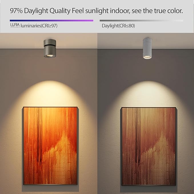 4 Packs LED Dimmable Adjustable 360°Ceiling Spotlight Directional Light Surface Mounted 9W 3000K Aluminum Wired Spot Lights for Gallery Painting Hallway Corridor, Brushed Nickel Finish