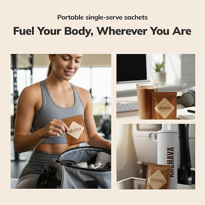 Ka’Chava Whole Body Meal Shake Chocolate – Vegan Protein Powder with 85+ superfoods and ingredients – Plant-Based Meal Replacement with Probiotics & Digestive Enzymes – 5 Sachets Travel Pack (5 Servings)