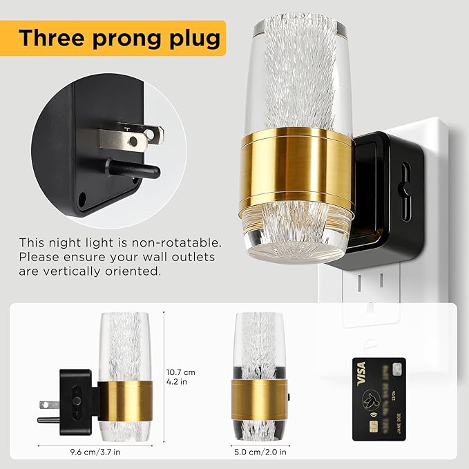 LED Night Light Plug into Wall, 2 Pack Acrylic Nightlight with 0-100 LM Adjustable Brightness, 3000K Plug in Night Light with Dusk to Dawn Sensor, for Bathroom Bedroom Hallway (2)