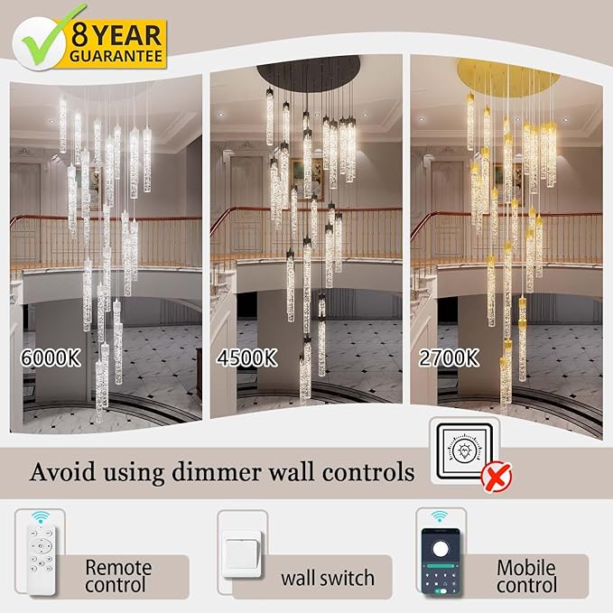 157" Long Light 25-Lights Silver Chandeliers for Entryway High Ceiling Pendant Lights Crystal Drop Light for Living Room Foyer Hallway Staircase
