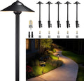 Gardenreet Brass Low Voltage Pathway Lights (9" Shade, 23.5" Tall) - Black 12V Path Light Waterproof, Wired Outdoor LED Landscape Area Lighting for Garden Walkway with 3W 270LM 3000K G4 Bulb (6 Pack)