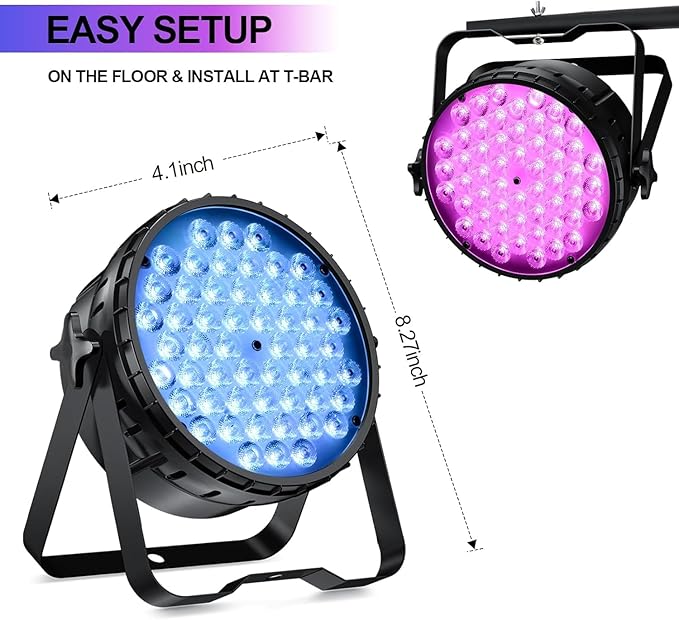 BETOPPER 54x3W Stage Lights for Parties, RGB LED Par Light, DMX DJ Lights Sound Activated,Strobe Wash Lighting for Party, Wedding, Club, Concert and Festival, 8 Packs
