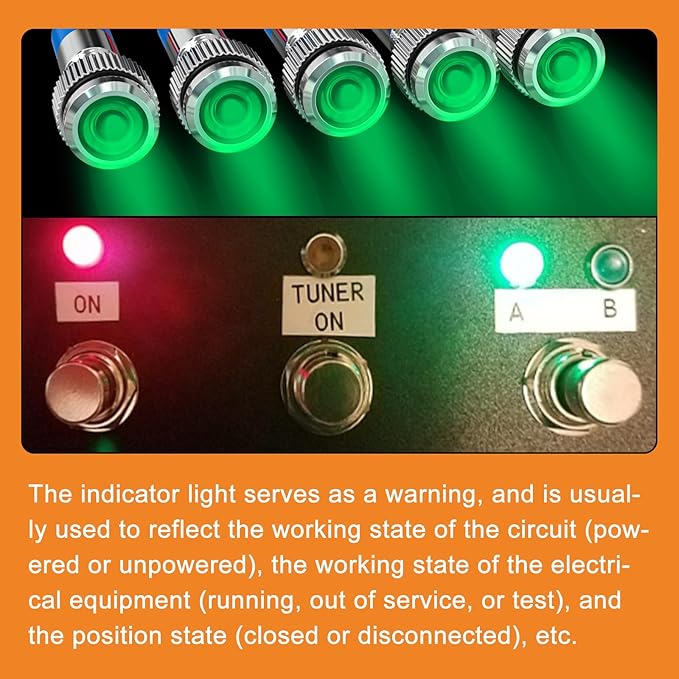 GASHER 5 PCS Energy Saving Indicator Light, LED Light 12V/24V/110V 20mA Panel Mount Light, Mounting Hole Size 6mm Green LED (110V)