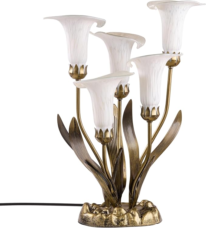 RIVER OF GOODS 20" H Hand Blown Glass 5 Calla Lily Uplight Accent Lamp
