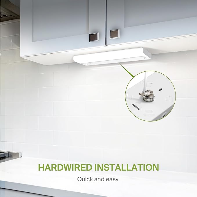 ASD 20 Pack 18 Inch Hardwired LED Under Cabinet Lights, On/Off & 5CCT Switch 2700K-5000K, 10W 807LM CRI90+, Direct Wire Low Profile Linkable Fixture, Dimmable Under Counter Kitchen Lighting, White, UL