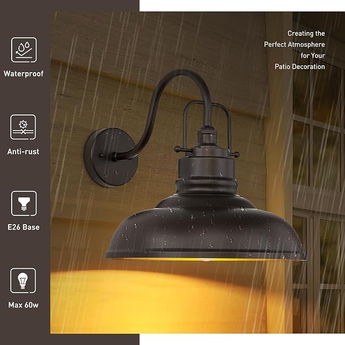 zeyu 2 Pack Barn Lights Outdoor, Outdoor Wall Sconces for Porch Patio, 18" Farmhouse barn Lights in Oil Rubbed Bronze Finish, 016-1BL-2 ORB