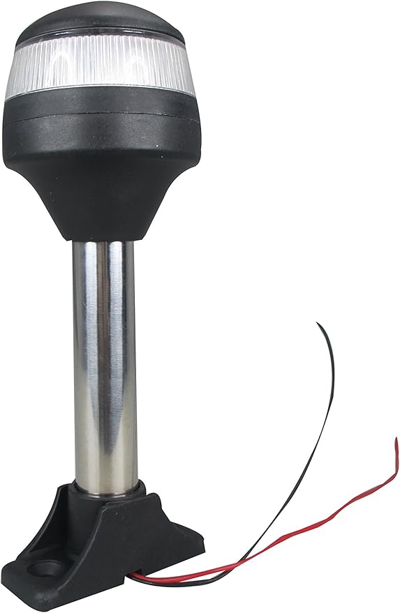 Pactrade Marine Boat LED Fixed Mount Anchor All Round Light S.S. Pole 10-30v 7''H 2NM