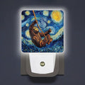 LED Night Lights Plug into Wall,Starry Night Swinging Ape Decorative Night Lights Plug into Wall with Auto Light Sensor for Boys Girls Bedroom Decorative Nightlight Led Lamp