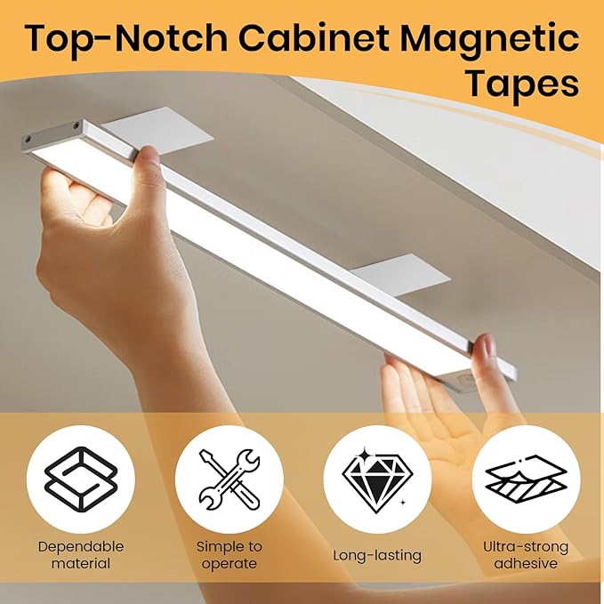 12 Pack Under Cabinet Light Metal Adhesive Strips for Magnetic LED Lights, Replacement Iron Plates Sticky Mounting Brackets for Closet Kitchen Wardrobe Counter Lighting Holders (Not Magnetic)
