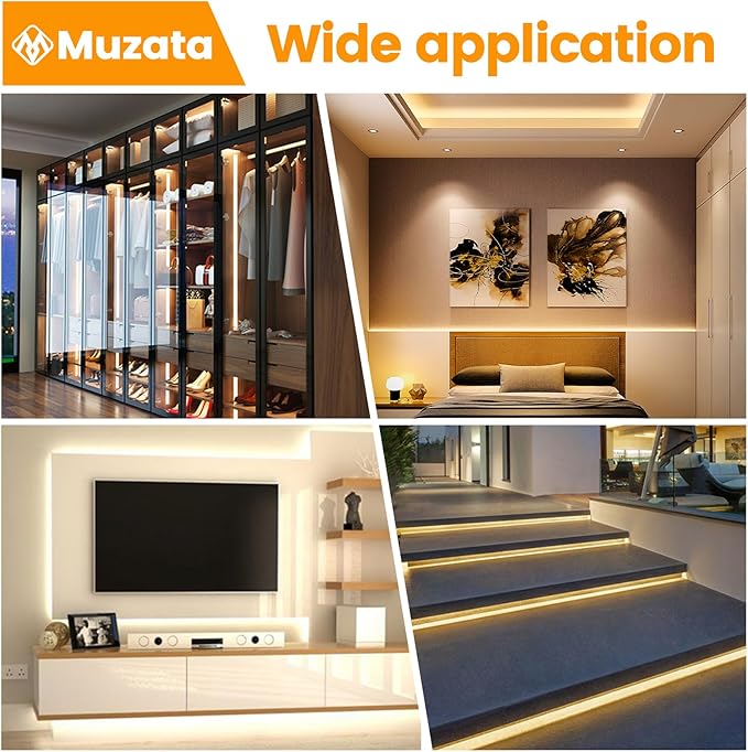 Muzata 20Pack 6.6FT/2M Wider LED Channel Silver Aluminum LED Strips Diffuser Channel with Milky White Cover U102 WW 2M
