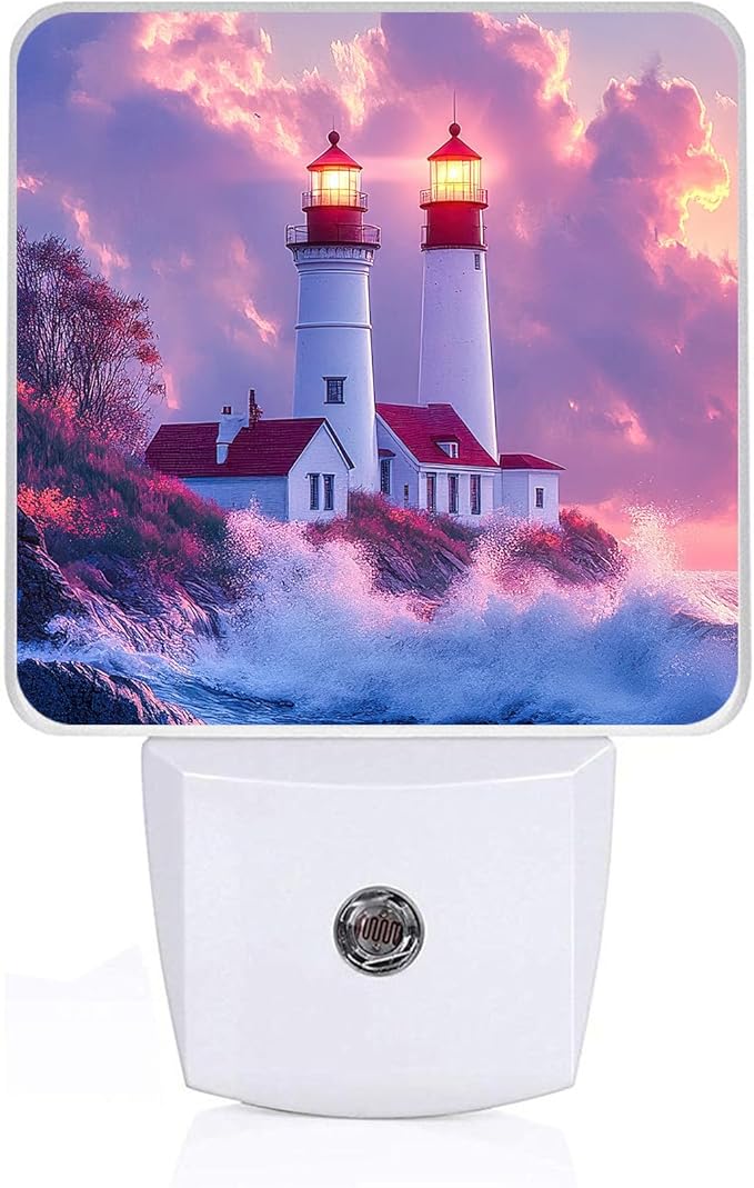 Sunset Lighthouse Night Light,Night Lights Plug into Wall,Led Lamp for Stairway/Hallway/Bedroom 0.5W Nightlight Sleep Friendly