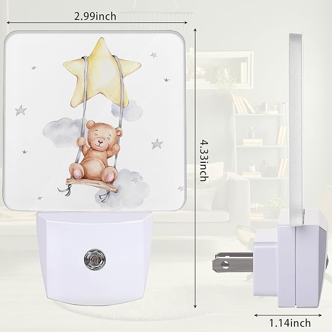 Teddy Bear Night Light, Cute Night Light Plug into Wall with Dusk to Dawn Sensor, LED Lamp Energy Saving Lights for Men Women Boys Girls,Lamp for Bedroom Bathroom Hallway