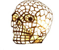 Bieye L10649 Skull Tiffany Style Stained Glass Accent Table Lamp Night Light for Halloween Decor Skull Lovers, White