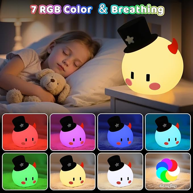 Monster Night Light for Kids, Silicone Touch Night Light for Baby Nursery, Voice-3-Level Warm Light Adjustment Portable Nursing Room Light, Rechargeable Nightlight for Girls and Boys Bedside Gift