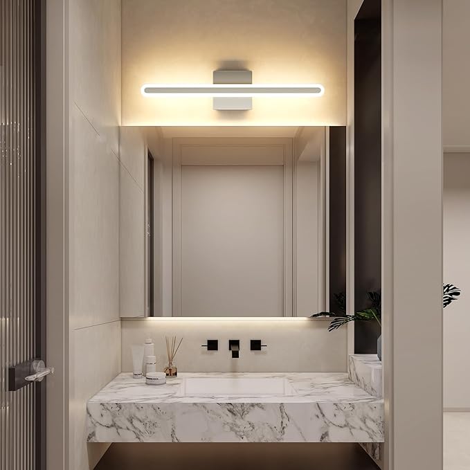 Joosenhouse Brushed Nickel Vanity Lights for Bathroom, 5CCT Dimmable Vanity Light Bar, Above Mirror Makeup Mirror Light, Modern Bathroom Lighting Fixtures 23.6 inch 20W