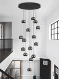 Staircase Chandelier Modern Crystal Pendant Light Large Chandeliers for High Ceilings Crystal Raindrop Chandelier High Ceiling Light for Living Room Stair Entryway Hallway Foyer D24''xH118''