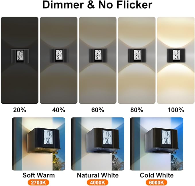 LED Wall Sconce Motion-Activated Wall Lights with Real Time Temp & Humidity Display– 3-Mode Sensor Light,USB Rechargeable,No-Drill Magnetic Mount,Modern Night Light for Hall, Stairs, Bathroom