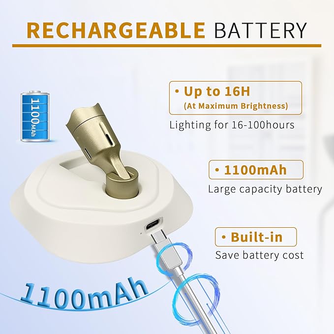 LEASTYLE LED Wireless Spotlights with Remote Rechargeable Up Lights Indoor with 3000K/4000K/6000K Battery Operated Lights with Timer Dimmable Accent Light Uplighting for Plant,White+Gold,2 Pack