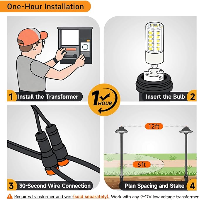 Gardenreet Brass Copper Low Voltage Pathway Lights, Waterproof Landscape Outdoor Path Light, 12V LED Bronze Hat Top Driveway Lamp for Garden Yard House with 3W 270LM 4000K G4 Bulb 6 Pack