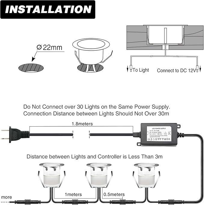 WiFi Controlled LED Deck Lights Multi Color Outdoor IP67 Waterproof Φ1.18 Low Voltage In-Ground Lights,Smart Phone APP Controlled,Compatible with Alexa Echo and Google Home,10 Pack