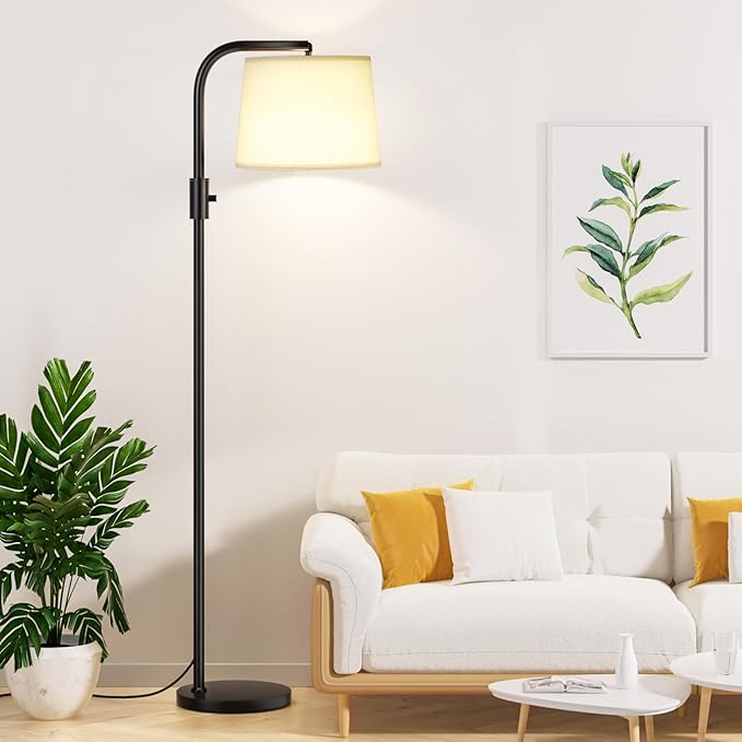 Ambimall Fully Dimmable Floor Lamp - Floor Lamps 9W LED Light Bulbs, Standing Lamps for Living Room, Tall Lamp for Bedroom (Black and Light Beige)
